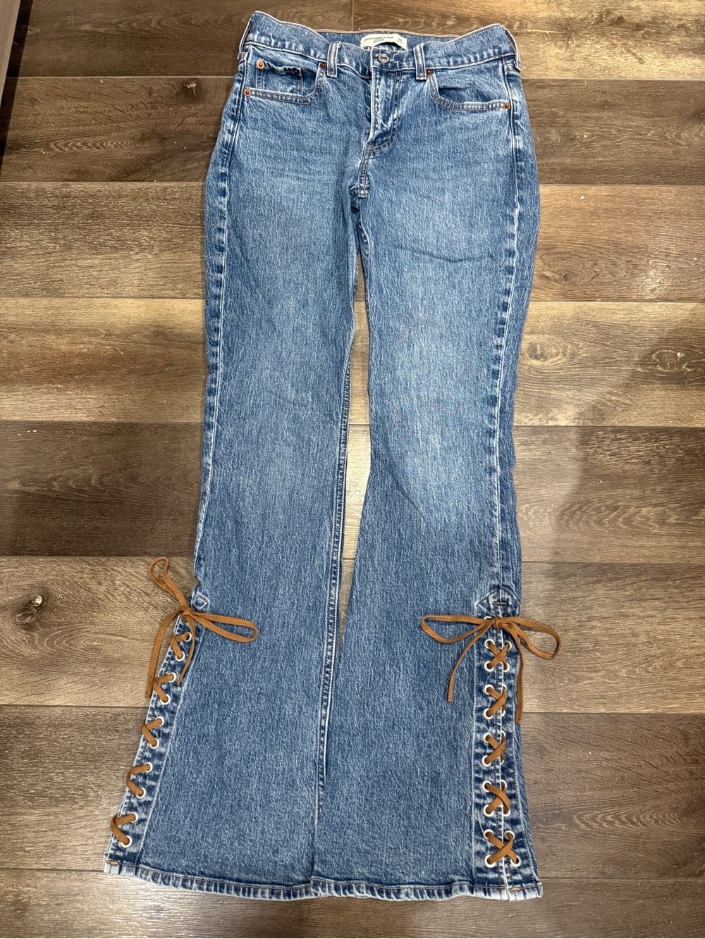Abercrombie & Fitch Blue Denim Faux Suede Lace-Up Jeans